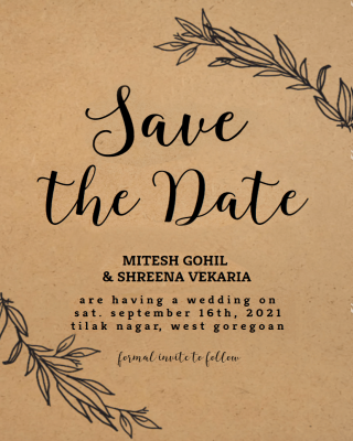 Kraft Branches Save the Date Card Invitation Card