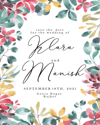 Buy Customized Aquarelle Floral Frame Save the Date Card Online