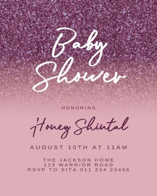 Rose Gold Glitter  Baby Shower Invitation