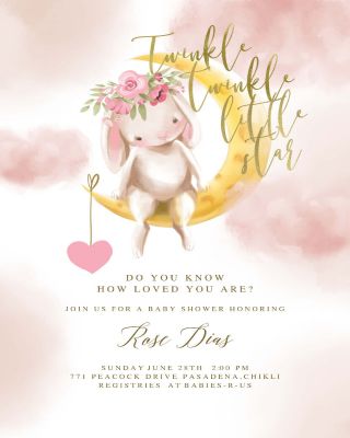 Twinkle Bunny  Baby Shower Invitation