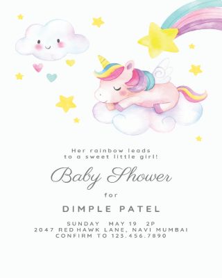 Sweet Unicorn  Baby Shower Invitation