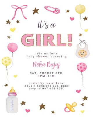 Baby Stuff And Glitter  Baby Shower Invitation