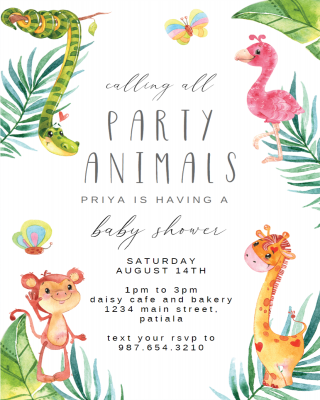 African Jungle Baby Shower Invitation