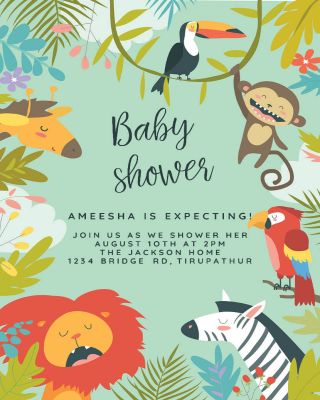 Wild Animals  Baby Shower Invitation
