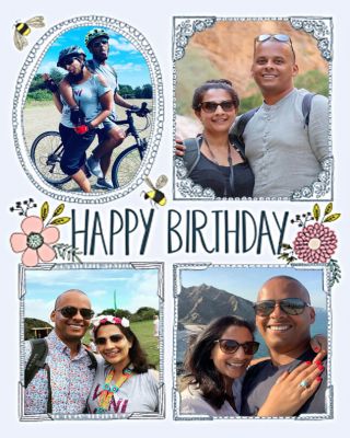Flowers And Bumblebees Happy Birthday Multiphoto Card