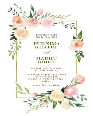 Pink Botanical Wreath  Wedding Invitation1