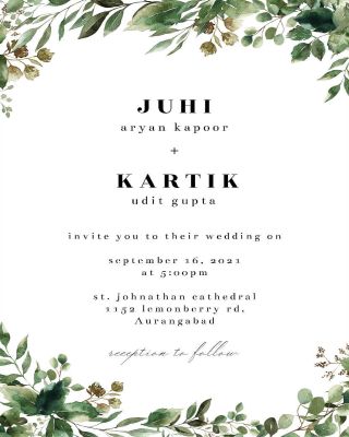 Minimal Greenery  Wedding Invitation