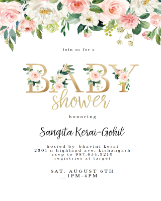 Baby Shower Floral Letters Baby Shower Invitation