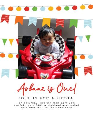 Cute Fiesta Flags  Birthday Invitation