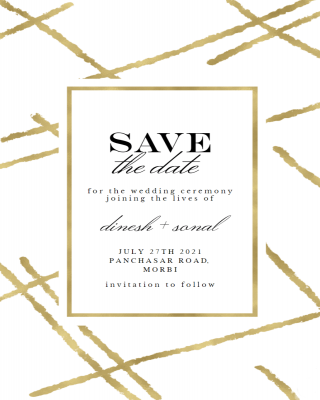 Buy Customized Golden Lines Save The Date Card Online