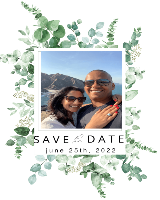 Customized Watercolor Eucalyptus Frame Save the Date Photo Card