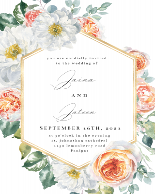 Watercolor Floral Geometric  Wedding Invitation