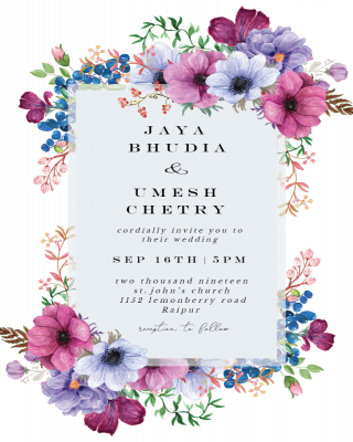 Purple Bouquet  Wedding Invitation