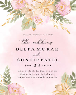 Shabby Chic Flowers  Wedding Invitation