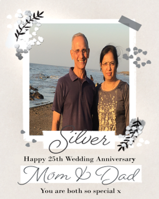Silver 25th Anniversary Photo Upload Card For Mum & Dad