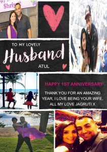 Chalkboard Photo Upload 1st Anniversary Card for Husband